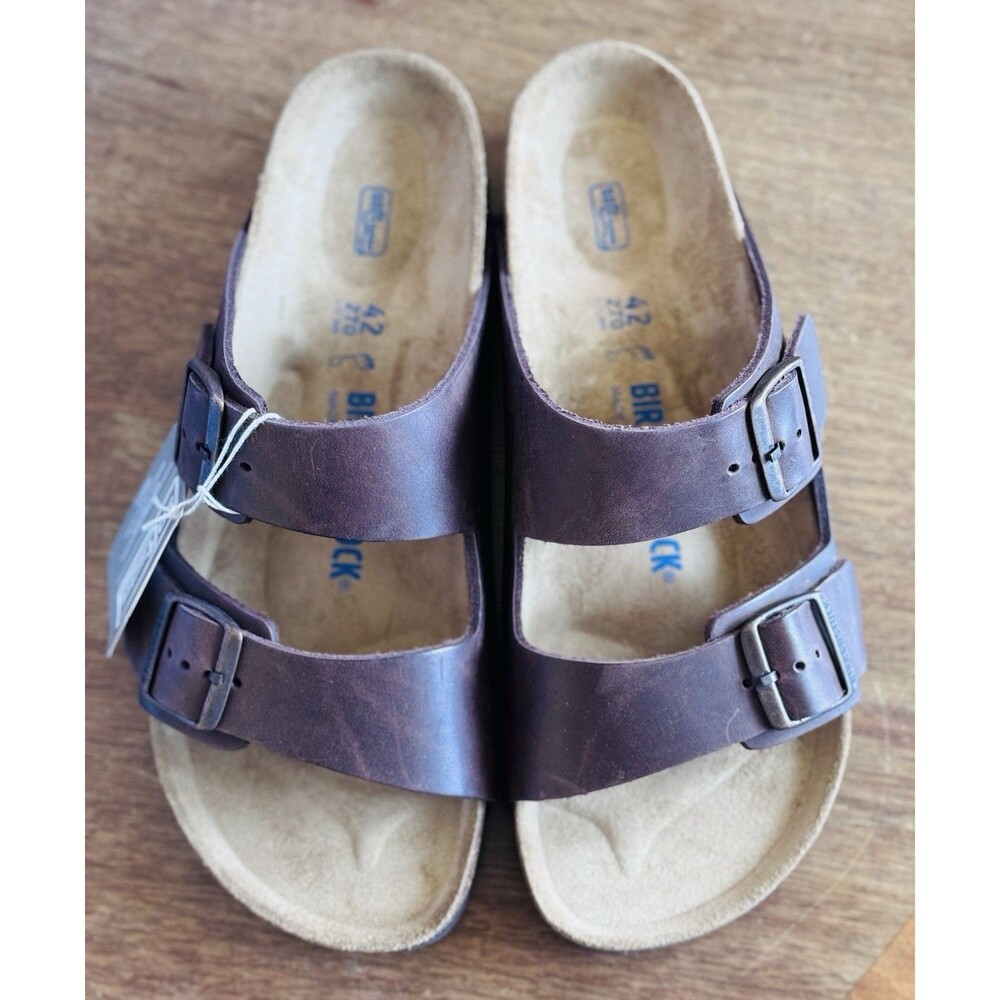 Men’s Size 9 Birkenstock Arizona Soft Footbed Habana Oiled Leather 0452761 NIB - Picture 2 of 8